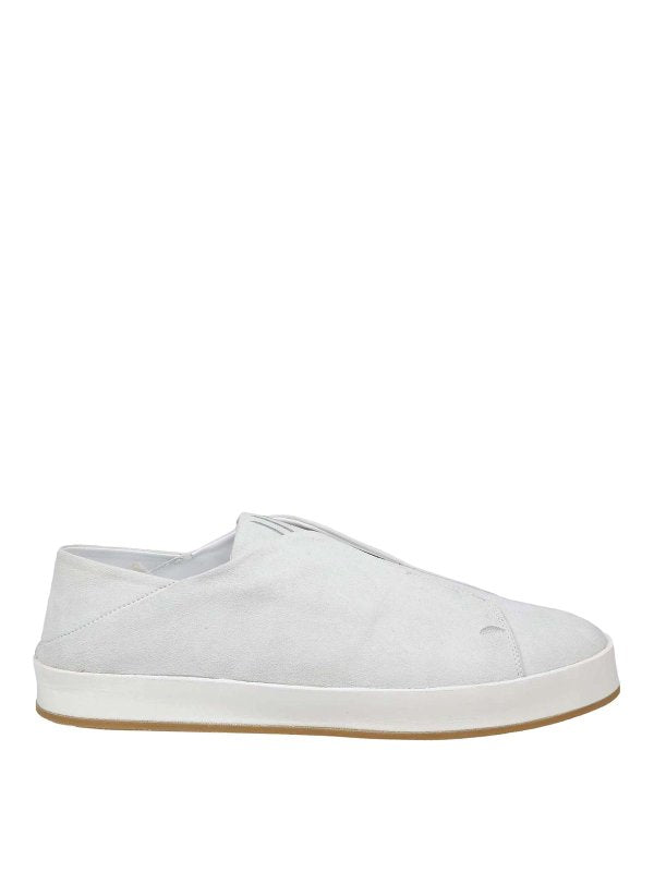 Sneakers Slip On In Camoscio Colore Bianco