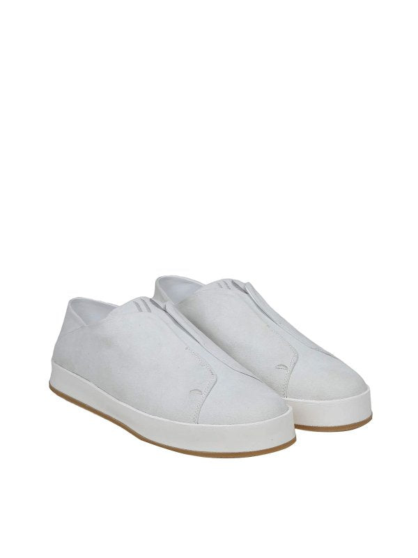 Sneakers Slip On In Camoscio Colore Bianco