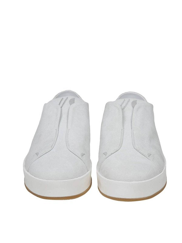 Sneakers Slip On In Camoscio Colore Bianco