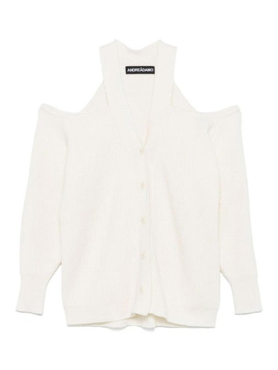 Cardigan In Lana A Coste Con Dettagli Cut-out