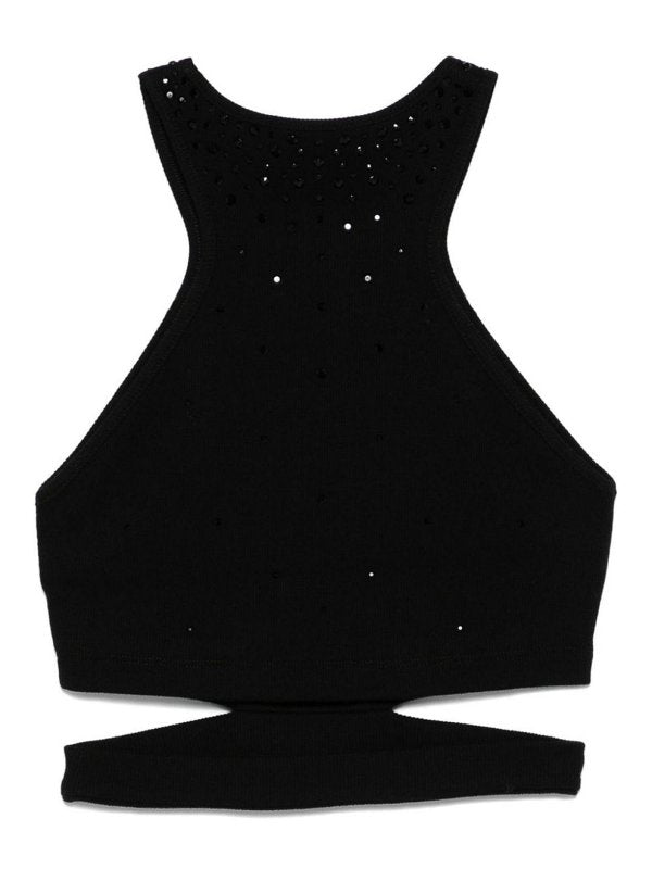 Top Cut-out In Cotone Con Strass