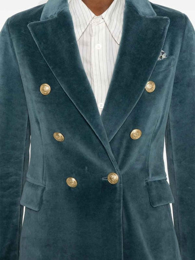 Blazer Doppiopetto In Velluto Azzurro