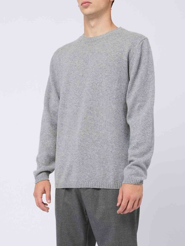 Maglione Girocollo In Lana Merino Grigia