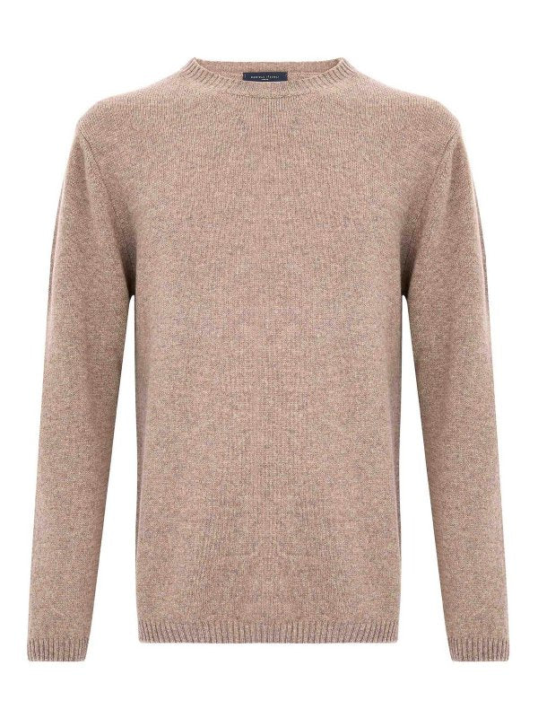 Maglione Girocollo Beige In Lana Merino