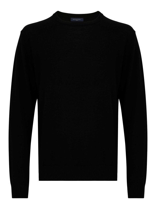 Maglione Girocollo In Lana Merino Nera