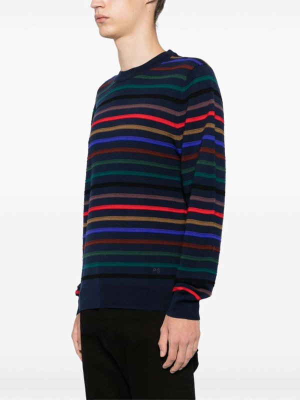 Maglione In Lana Merino A Righe Orizzontali