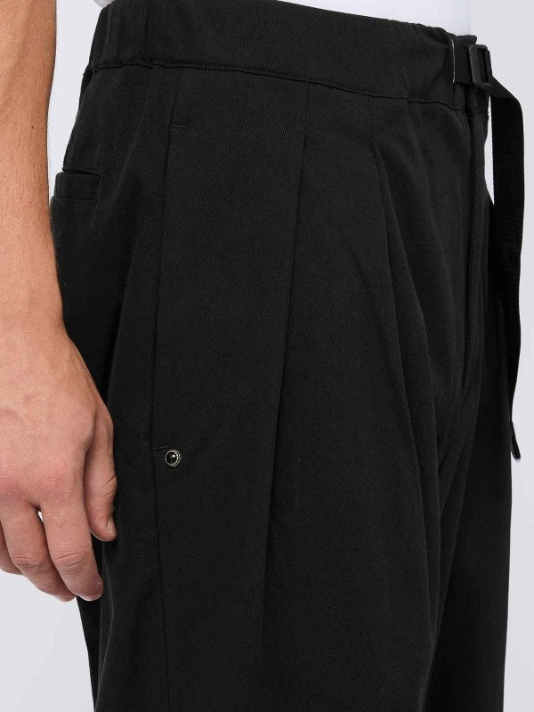 Pantaloni In Misto Cotone Con Pieghe