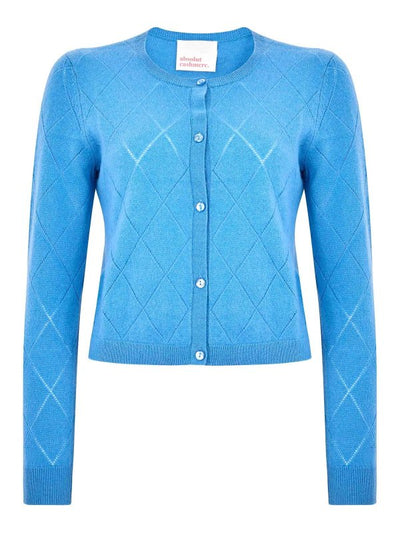 Cardigan In Cashmere Traforato Azzurro