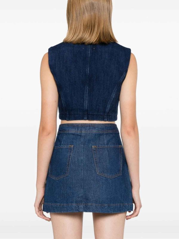 Top Corto In Denim Con Ampia Scollatura