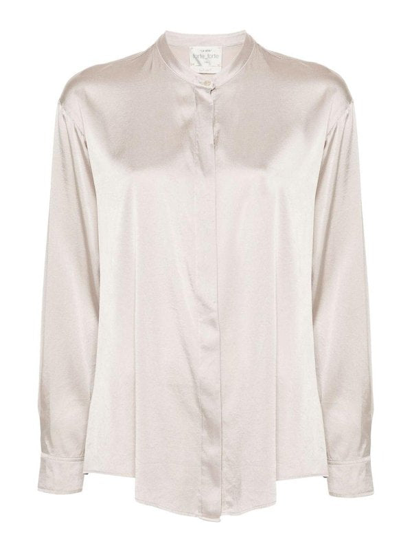 Camicia In Seta Con Collo Alla Coreana