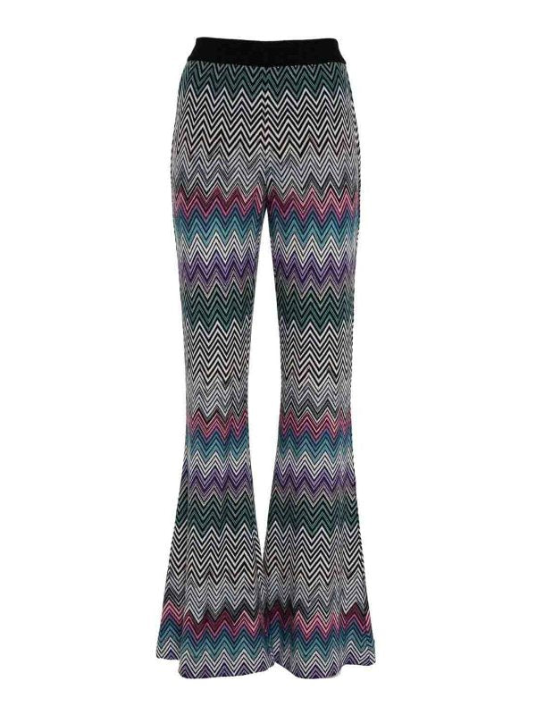 Pantaloni In Lana Con Motivo Zig Zag