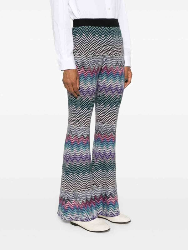 Pantaloni In Lana Con Motivo Zig Zag