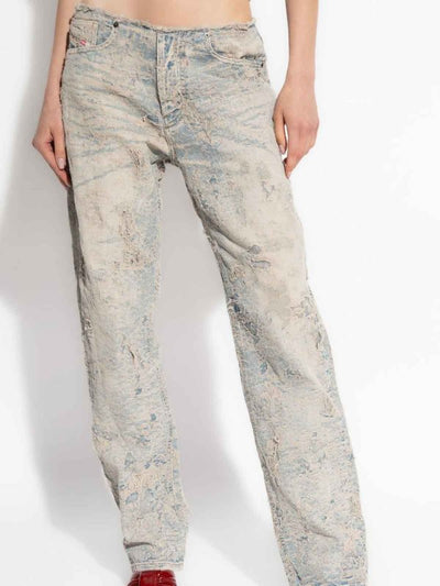 Jeans Effetto Lavato Con Strappi