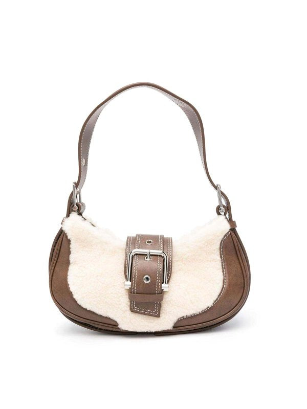 Borsa A Spalla  In Pelle  E Shearling Brocle