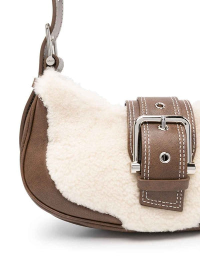 Borsa A Spalla  In Pelle  E Shearling Brocle