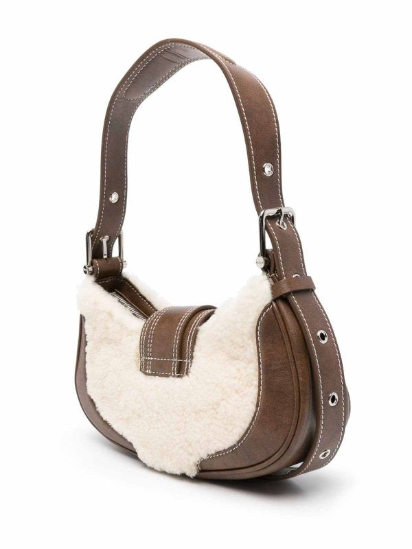 Borsa A Spalla  In Pelle  E Shearling Brocle