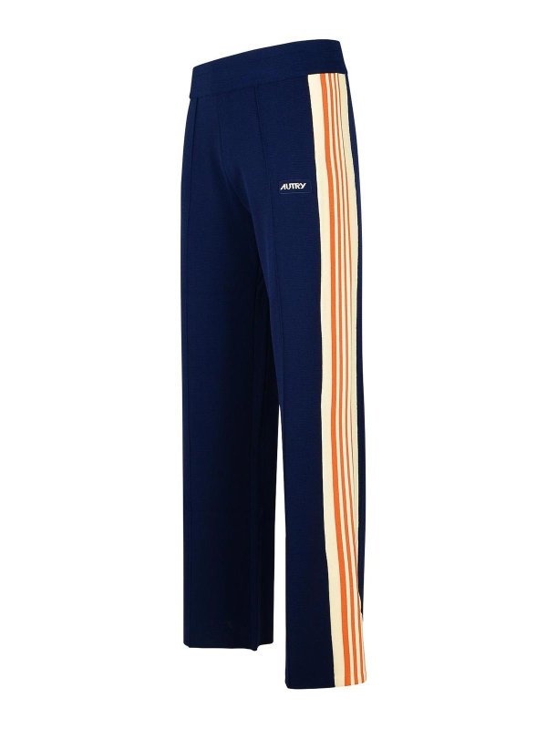 Pantaloni Jogger In Misto Viscosa Blu Scuro