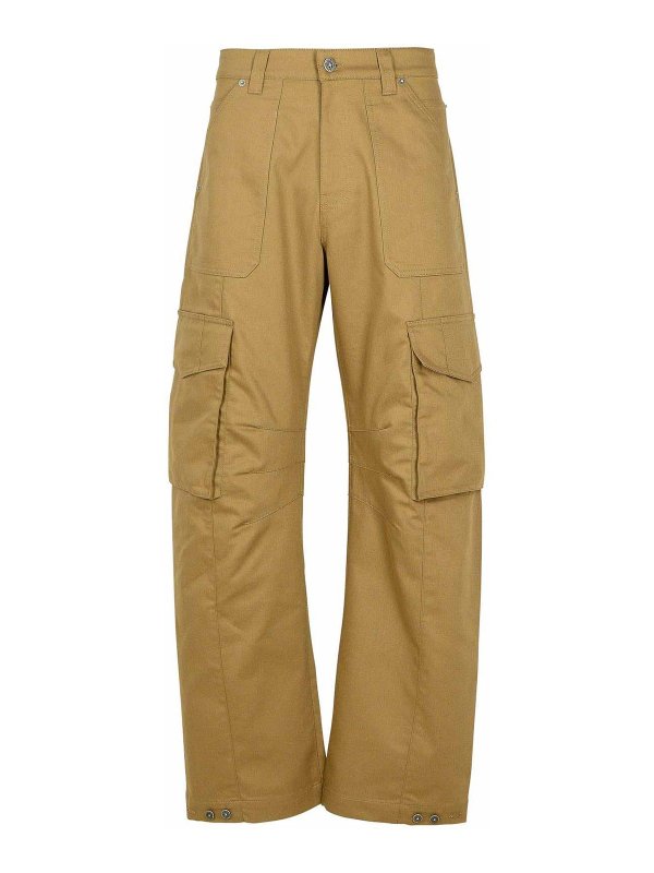 Pantaloni Cargo In Misto Cotone Beige