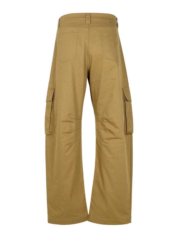 Pantaloni Cargo In Misto Cotone Beige