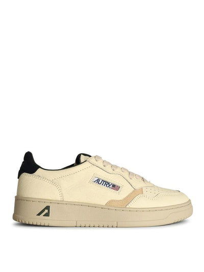 Sneakers In Pelle Avorio Medaglia