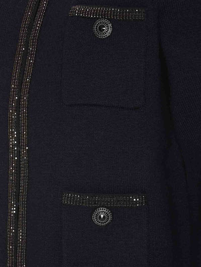 Cardigan Decorato Blu Navy