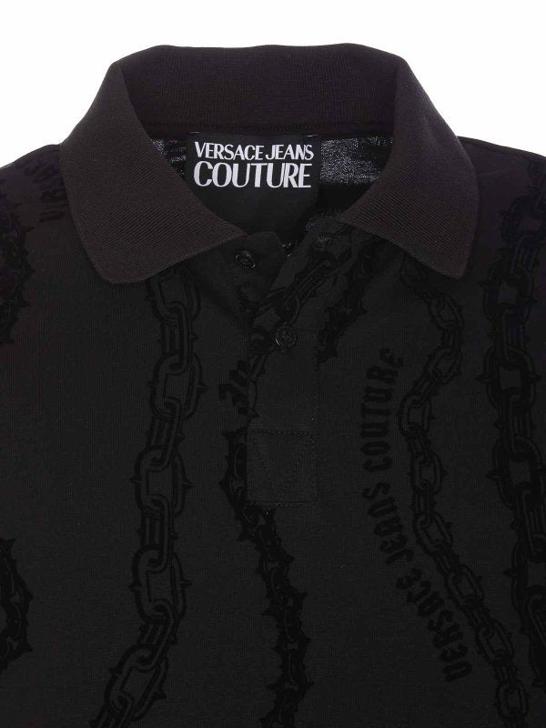 Polo Couture In Floccato Nero Interlock