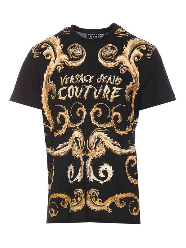 T-shirt Couture Nera E Oro