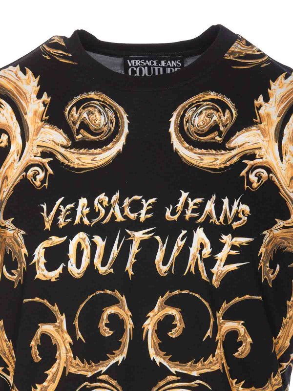 T-shirt Couture Nera E Oro