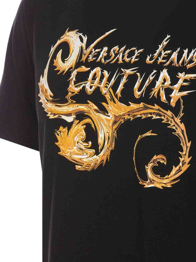 T-shirt Couture Nera E Oro