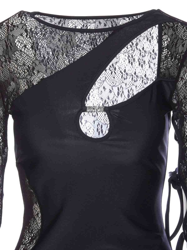 Abito Couture Con Placcatura Ritagliata Nera