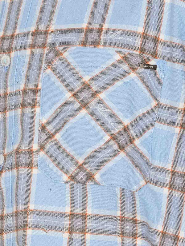 Camicia A Quadri Blu Mare