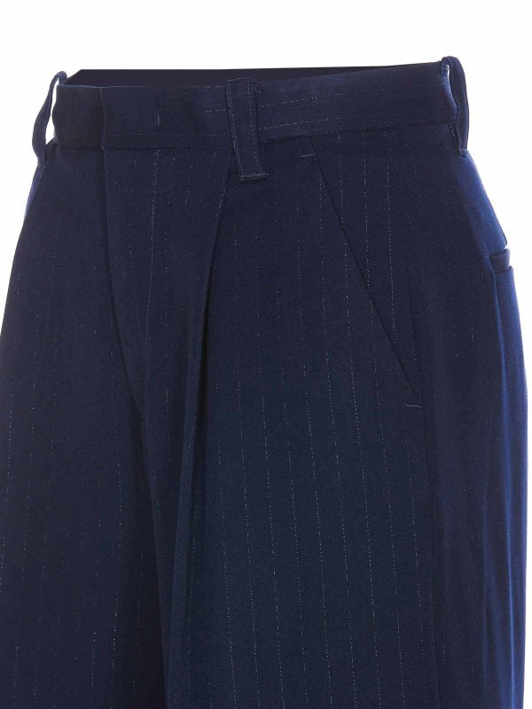 Pantaloni A Righe Blu