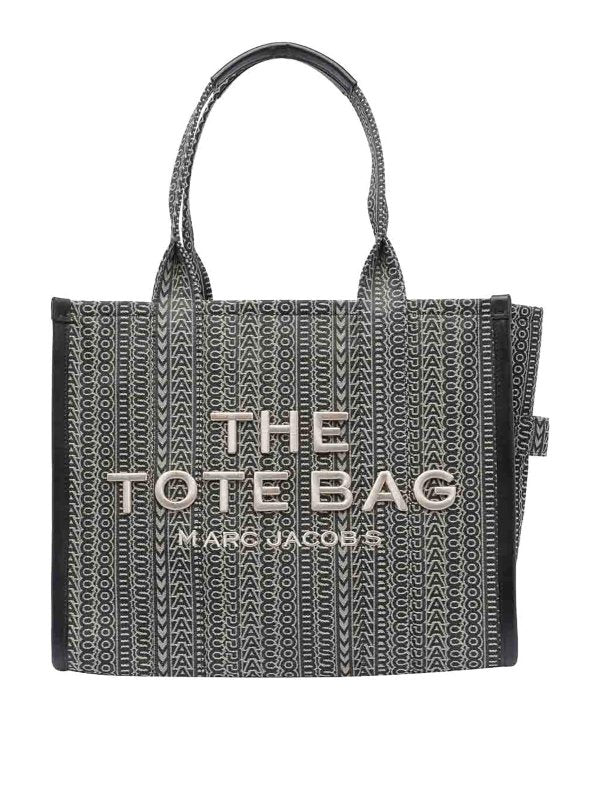 Borsa Tote Media In Jacquard Con Monogramma