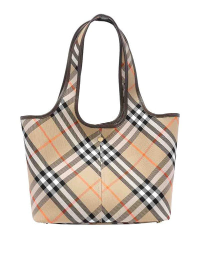 Borsa Tote Con Motivo Check Sabbia