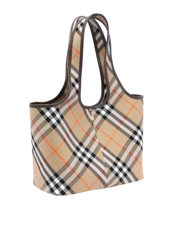 Borsa Tote Con Motivo Check Sabbia