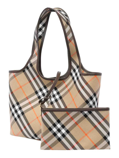 Borsa Tote Con Motivo Check Sabbia