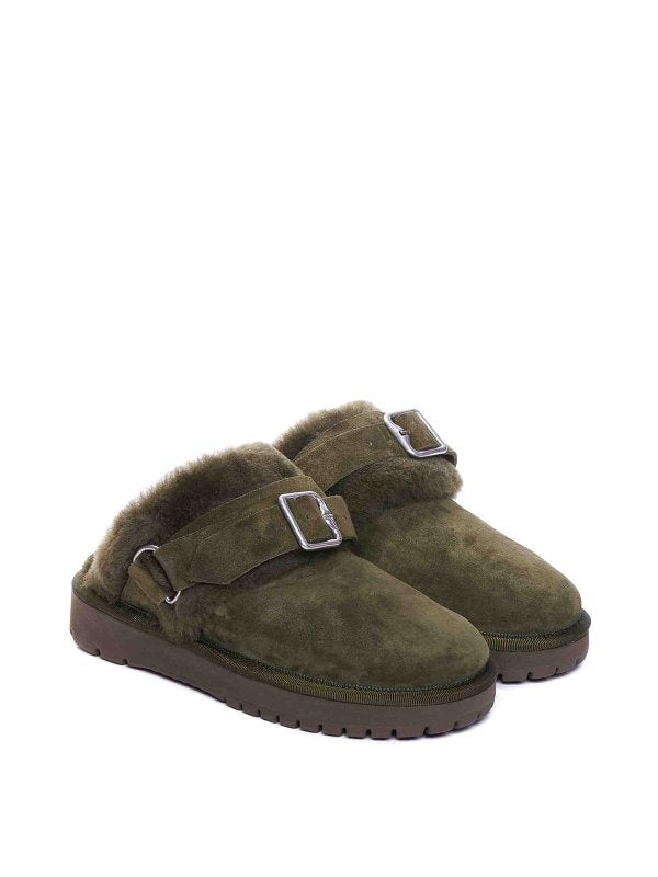 Ciabatte Chubby In Camoscio E Shearling