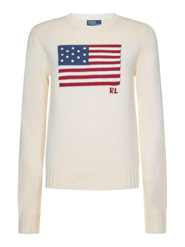 Pullover Lavorato A Maglia Di Cotone Bianco P