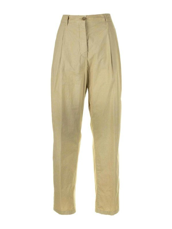 Pantalone A Vita Alta Beige