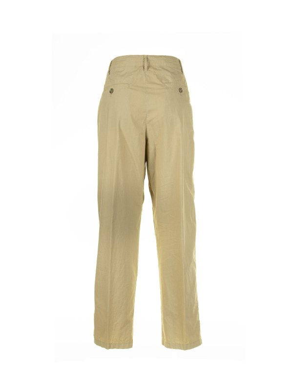 Pantalone A Vita Alta Beige