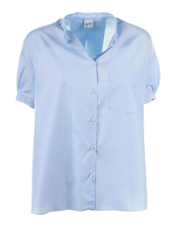 Camicia Azzurra A Maniche Corte