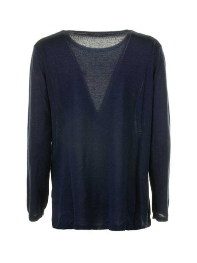 Maglia Girocollo Blu In Seta E Cashmere