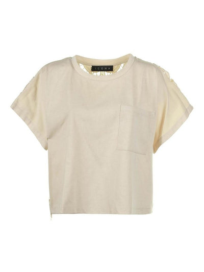 T-shirt Ritagliata Crema