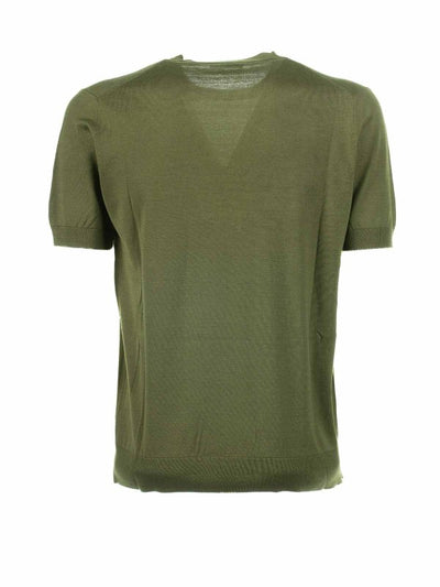 T-shirt Verde In Cotone E Seta