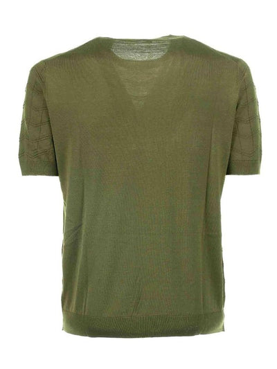 T-shirt Verde In Cotone E Seta