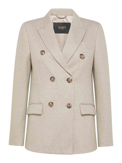 Blazer Doppiopetto In Lana Beige