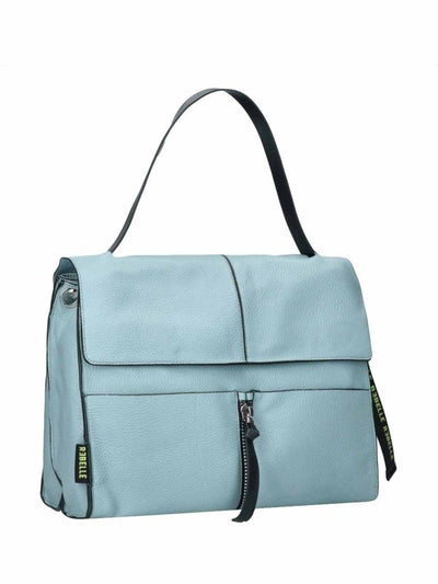 Borsa A Spalla Clio Satchel Azzurra In Pelle