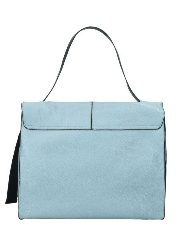 Borsa A Spalla Clio Satchel Azzurra In Pelle