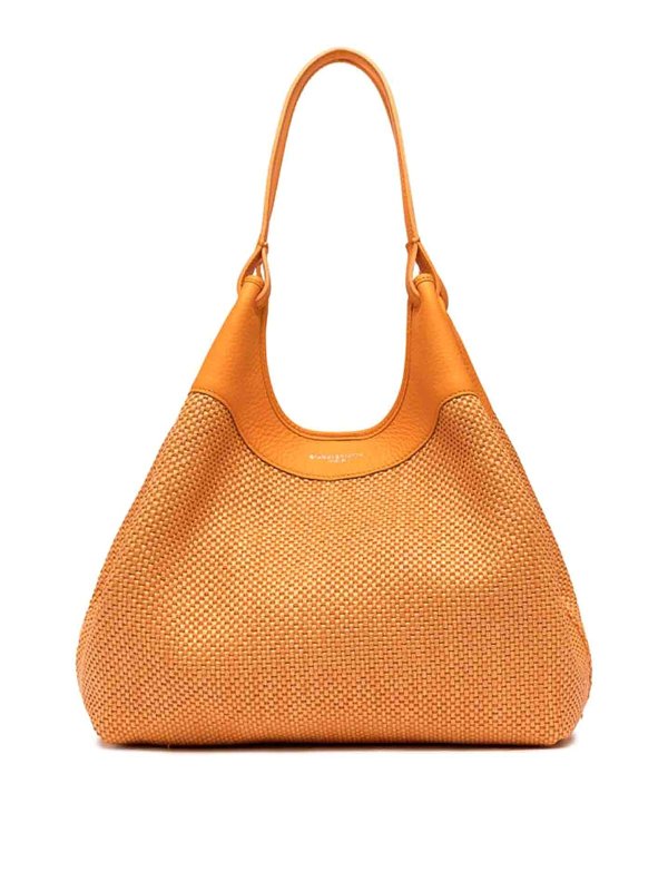 Borsa Dua In Paglia Intrecciata Arancio