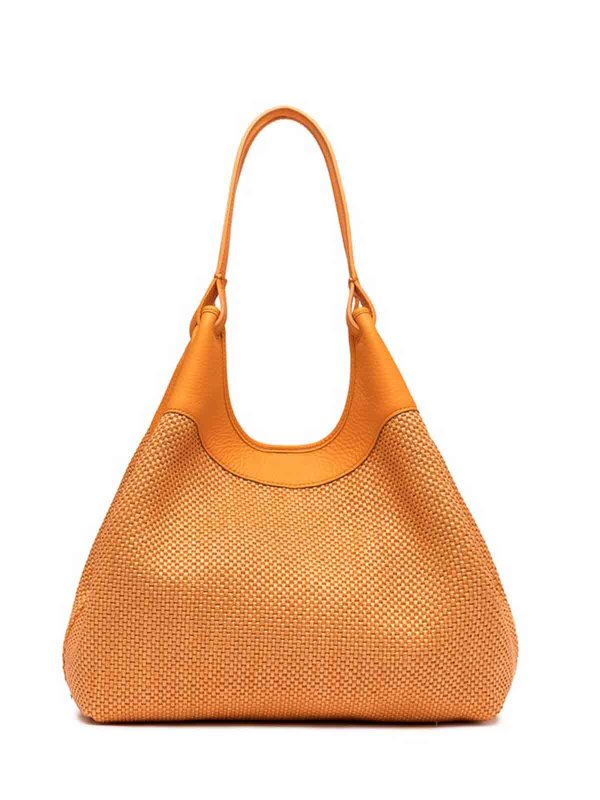 Borsa Dua In Paglia Intrecciata Arancio